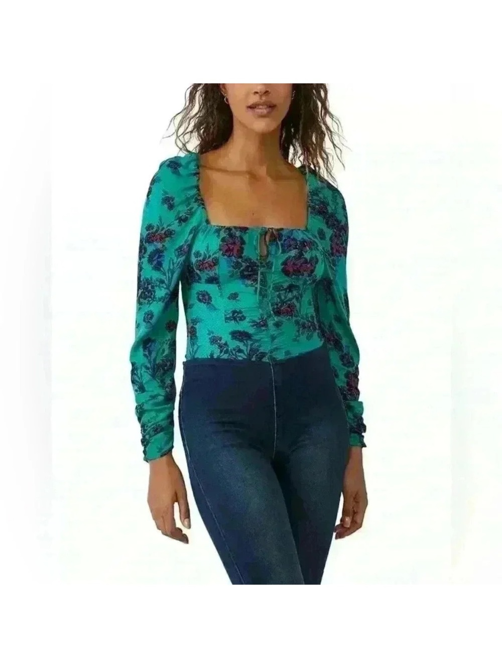 NWT Free People Hilary Top Green Combo Size S